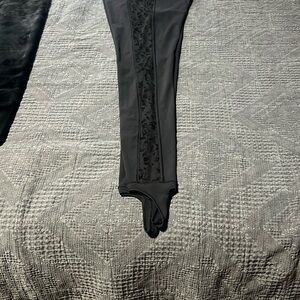 Black Leggings with Floral Mesh Panel Lululemon used